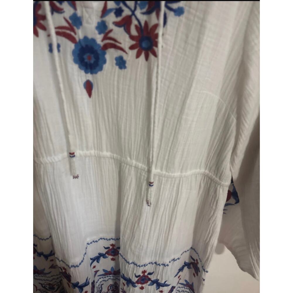 Soft Surroundings Sarnia Gauze Midi Dress Size L Floral Embroidered Boho Resort - Picture 4 of 13